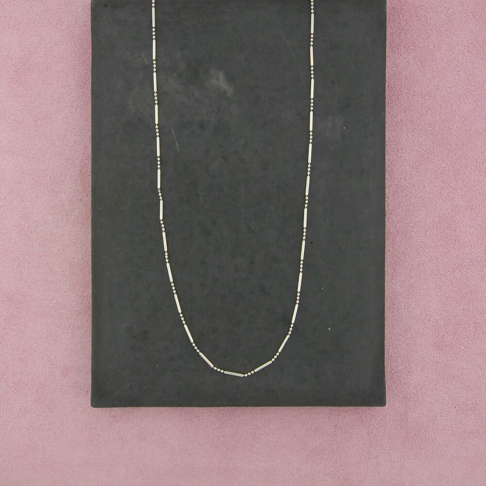 sterling silver 2mm beaded bar link chain necklace size 24in